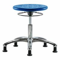Stool: Polyurethane, Ht Range 16 1/4 in to 21 1/2 in, 13 in Seat Wd, 13 in Seat Dp, 5 Glides, Blue (MPN IPDHSO-CR-RG-BLU). Key specifications — Brand: APPROVED VENDOR; Foot Support: No; Base Material: Aluminum; ESD-Safe: Not ESD Safe; Number of Casters: 0.