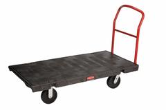 RUBBERMAID COMMERCIAL PRODUCTS Platform Truck: 2,500 lb, Black, Plastic, (2) Rigid/(2) Swivel (MPN FG447100BLA). Key specifications — attr1345828: Black; attr1345811: (2) Swivel; attr1345838: RUBBERMAID COMMERCIAL PRODUCTS.