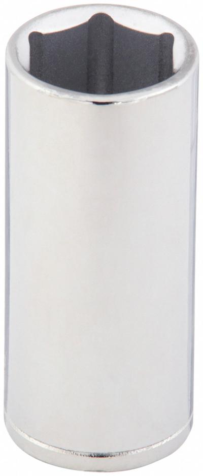 WESTWARD Socket: SAE, 3/8 in Drive Size, 5/8 in Socket Size, 6-Point, Deep, Chrome - 3/8" Drive Hand Sockets