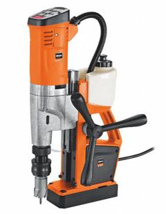 SLUGGER BY FEIN Drill Press: 130 RPM – 520 RPM, Electric Magnet, 5 5/16 in Drill Travel, 120V AC (MPN JMU 137-MQW). Key specifications — attr1253941: Weldon; attr1253957: Electric; attr1253912: SLUGGER BY FEIN.