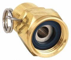 SANI-LAV Swivel Hose Adapter: Brass, Brass, 1 1/2 in Overall Lg, 3/4 in Inlet Connection Size, GHT (MPN N17). Key specifications — Inlet Connection Type: GHT; Brand: SANI-LAV; Color/Finish: Brass; Includes: Trigger Lock Ring; Material: Brass; Product Type: Hose Adapter.