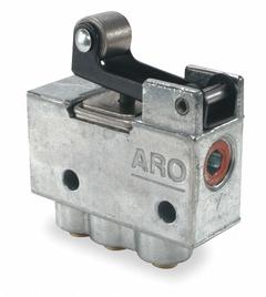 ARO Manual Air Control Valve: 200, Three-Way / Two-Position, Roller, Black, 4 scfm Flow Rate - Max (MPN 202-2-C). Key specifications — attr1092903: Black; attr1086905: Spring Return; attr1086907: 200; attr1086914: Normally Open/Normally Closed; attr1086904: Manual Air Control Valve; attr1086871: 202-2-C.