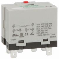 SCHNEIDER Enclosed Power Relay: Socket Mounted, 25 A Current Rating, 120V AC, DPST-NO, M Socket (MPN 725BXXBM4L-120A). Key specifications — Brand: SCHNEIDER; Base Type: Square; Mounting Style: Plug-In; Electrical Connection: Quick-Connect; Manufacturer Part Number: 725BXXBM4L-120A; Operating Current: 25 A at 240V AC (General Purpose); Series: Harmony™ 725 Power Series.