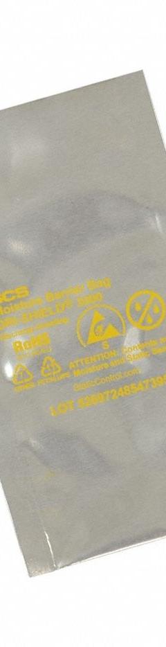 SCS Moisture Barrier Bag: Moisture Vapor Barrier Bag, Metal Exterior, 30 in Overall Lg, Open, 100 PK (MPN D301030). Key specifications — Color: Silver; Metal Location: Metal Exterior; Brand: SCS; Closure Type: Open.