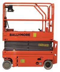 BALLYMORE Mobile Personnel Lift: Battery, Drivable, 45 ft Elevated Platform Ht, 104 in x 44 in (MPN DSL-45). Key specifications — Brand: BALLYMORE; Features Included: Platform Extension.
