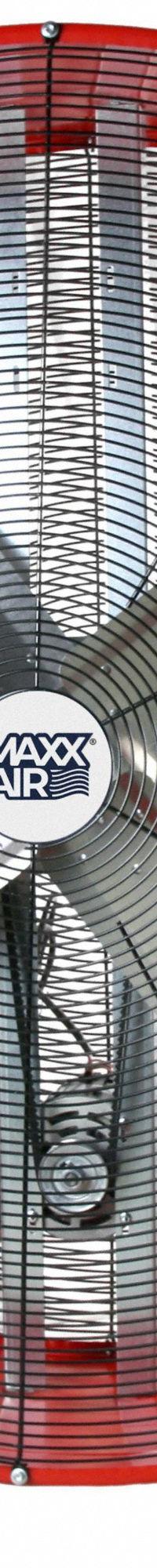 MAXX AIR Cooling Fan: 48 in Blade Dia, 120V AC, Mobile, 3/4 hp, Belt Drive, Steel (MPN BF48BDRED). Key specifications — Mobility: Mobile; Voltage: 120V AC; Brand: MAXX AIR.