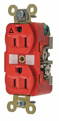 HUBBELL Receptacle: Duplex, 5-15, Red, 125V AC, 15 A, 2 Pole / 3 Wire (MPN IG5262R)