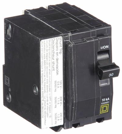 SQUARE D Miniature Circuit Breaker: 30 A, 120/240V AC, Single Phase, 10kA at 120/240V AC - QO Series, Plug-In Square D Miniature Circuit Breakers