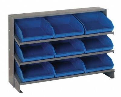 QUANTUM STORAGE SYSTEMS Bench Pick Rack: 36 in x 12 in x 27 in, 1 Usable Sides, 3 Shelves - Metal Stationary Pick Racks with Open-Front Bins