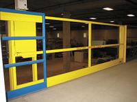 PS INDUSTRIES Horizontal Safety Gate: 43 in x 117 in, Unassembled, Yellow, 42 in Gate Ht, Deck (MPN MGHMM096042). Key specifications — Brand: PS INDUSTRIES; Assembled: Unassembled; Lockable: No.