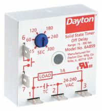 DAYTON Single Function Encapsulated Timing Relay: Surface Relay Mounting, 24 to 240V AC (MPN 6A859). Key specifications — Brand: DAYTON.