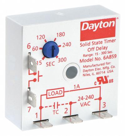Dayton Single Function Encapsulated Timing Relay: Surface Relay Mounting - Surface-Mounted Relays