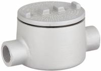 Conduit Outlet Body: Aluminum, GR, 1 1/4 in Trade Size, C Body, 31 cu in Body Capacity (MPN GRC125-A). Key specifications — Series: For Standard Body; Compatible Conduit Trade Size: 1-1/4 in; Thread Gender: Female; Hub Style: Threaded; Cover Included: Yes; Body Style: C; Connection Type: Threaded; Back Type: Round.