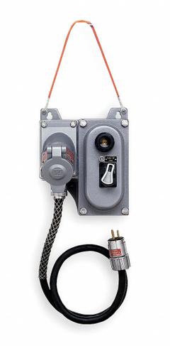 HUBBELL KILLARK Hazardous Location GFCI: Manual Reset, 3 ft Cord Lg, 12/3, 5-20P Plug, 20 A Current (MPN UGFI20AD). Key specifications — Voltage: 125V AC; NEMA Receptacle Configuration: 5-20R; NEMA Enclosure Rating: 3; Brand: HUBBELL KILLARK; NEMA Plug Configuration: 5-20P; Hazardous Location Rating: Class I, Div. 2, Groups B, C, D; Class I, Zone 2, Groups IIB+H2, IIA; Class II, Div. 1 & 2, Groups F, G.