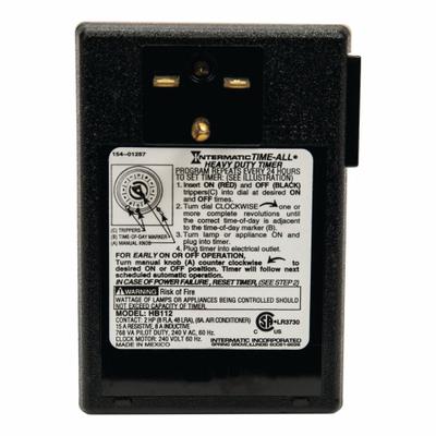 INTERMATIC Plug-In Timer: Mechanical, Indoor, Not Astronomic, 24 hr Setting, 6-15R - Indoor-Rated Electromechanical Plug-In Timer Switches