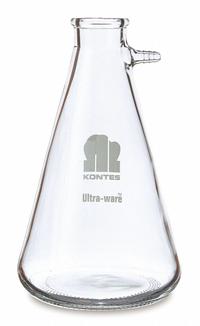 KIMBLE Filtering Flask: 125 mL, Colorless, Conical, A, 111 mm Overall Ht (MPN 953760-0122). Key specifications — Shape: Conical; Body Color: Colorless; Brand: KIMBLE; USP Specification: Type I.
