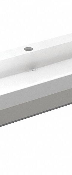 ACORN Wash Basin: 3803, White, Corterra®, 80 in Overall Lg, 22 in Overall Wd, 17 in Overall Ht (MPN 3803-09-H1-OCC11). Key specifications — Series: 3803; Includes: Mounting bracket.; Color: White; Brand: ACORN; Sink Type: General Purpose; Material: Corterra®; Sink Material: Polymer Resin.