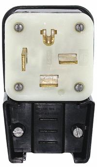 LEVITON Straight Blade Plug: 15-50P, 250V AC, 50 A, 3 Pole, 4 Blade, Black (MPN 8452-P)