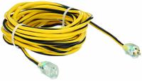 APPROVED VENDOR Extension Cord: Outdoor Use, 50 ft Lg, Outlet, 5-15P, 12/3, SJTW, Black/Yellow (MPN 3EB10). Key specifications — Brand: APPROVED VENDOR; Temperature Rating: -40° to 167°F; NEMA Plug Configuration: 5-15P.