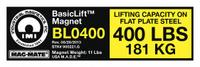 MAG-MATE Replacement Capacity Sticker: 900221, Below-the-Hook Lifting Magnets. Key specifications — Brand: MAG-MATE; Manufacturer Part Number: 900221; Product Type: Capacity Sticker.