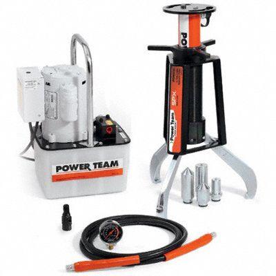 POSI LOCK Hydraulic Ram Puller: 10 ton Capacity with Attachments - Caged Ram Pullers