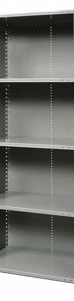 HALLOWELL Metal Shelving: Standalone, Heavy-Duty, 48 in x 24 in, 84 in Overall Ht, 5 Shelves (MPN F7720-24HG). Key specifications — Assembled: Unassembled; Shelving Material: Steel; Frame Material: Steel; Color: Gray; Brand: HALLOWELL.