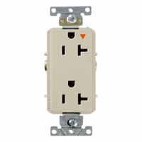 LEVITON Receptacle: Decorator Duplex, 5-20, Ivory, 125V AC, 20 A, 2 Pole / 3 Wire (MPN 16362-IIG)