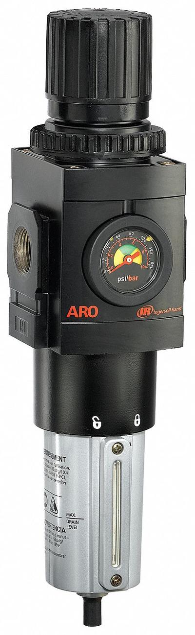 ARO Filter-Regulator: 3000 Series, 3/4 in NPT, 236 cfm, 5 micron, 0 psi to 140 psi - ARO FRL Air Filter/Regulators
