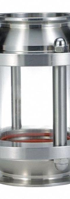 ARCHON INDUSTRIES, INC. Single Wall Sight Flow Indicator: Stainless Steel, Type 316, Single Walls (MPN AKGCL15-C06A0A). Key specifications — Brand: ARCHON INDUSTRIES, INC.; Max. Operating Pressure: 120 psi; Seal Material: Silicone; Flow Direction: Any Direction; Window Material: Borosilicate; Mounting Orientation: Vertical.