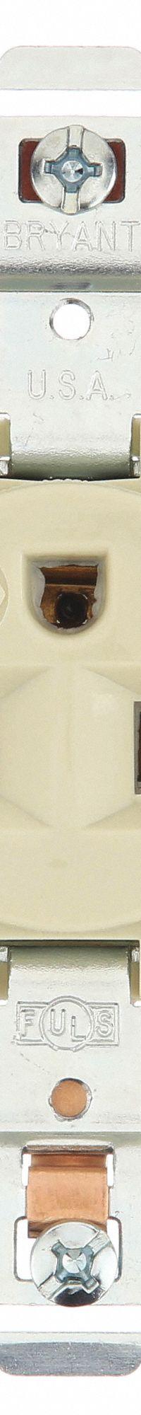 BRYANT Receptacle: Single, 6-20, Ivory, 250V AC, 20 A, 2 Pole / 3 Wire (MPN 5461I)