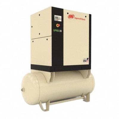 INGERSOLL RAND Rotary Screw Air Compressor: Horizontal, 30 hp, 107 cfm, 120 gal Tank - Horizontal Rotary Screw Air Compressors