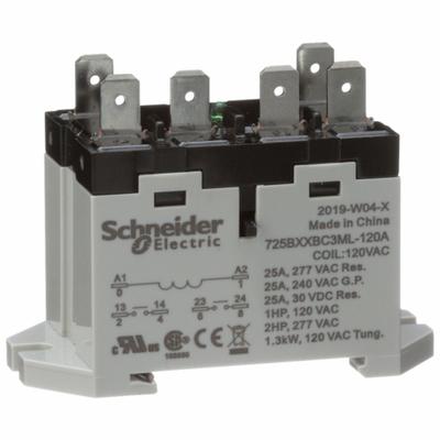 SCHNEIDER Enclosed Power Relay: DIN-Rail & Surface Mounted, 25 A Current Rating, 120V AC - Combination DIN-Rail & Surface-Mounted Relays