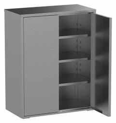 JAMCO Storage Cabinet: 36 in x 24 in x 61 in, Paddle Handle & Keyed, 18 ga Panel Thick, Shelves (MPN KF236). Key specifications — Cabinet Color: Gray; Method of Construction: Welded; Assembled: Assembled; Mobility: Stationary; Adjustable Shelves: Adjustable; Cabinet Finish: Polished; Cabinet Material: Stainless Steel; Brand: JAMCO.