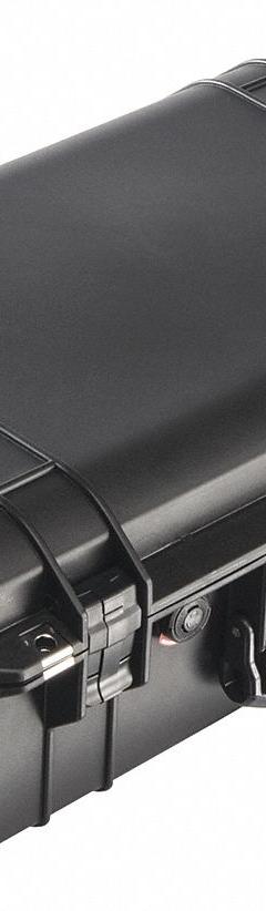 PELICAN Protective Case: 12 3/4 in x 23 in x 7 1/2 in Inside, Dividers, Black, Stationary, 9 lb Wt (MPN 1555AIRWD). Key specifications — Closure Type: Double Throw; Brand: PELICAN; Carry-On Size: No.