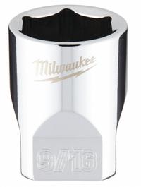 MILWAUKEE Standard Socket: SAE, 1/4 in Drive Size, 9/16 in Socket Size, 6-Point, Std, Chrome (MPN 45-34-9010). Key specifications — attr1204417: MILWAUKEE; attr1204392: Chrome.