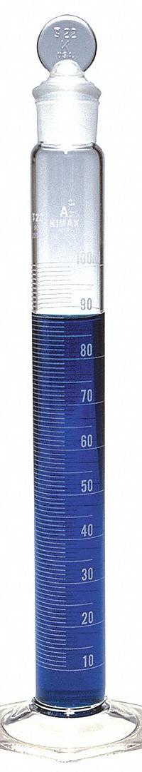 KIMBLE Graduated Cylinder: 25 mL, A, To Contain (TC), 0.2 mL Graduation Increments - mL (MPN 20036-25). Key specifications — ASTM Specification: E1272; Brand: KIMBLE; USP Specification: Type I; Closure Included: Yes; Includes: Pennyhead Glass Stopper.