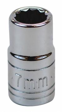 SK PROFESSIONAL TOOLS Socket: Metric, 1/4 in Drive Size, 7 mm Socket Size, 12-Point, Std, Chrome (MPN 43706). Key specifications — attr1204417: SK PROFESSIONAL TOOLS; attr1204392: Chrome.