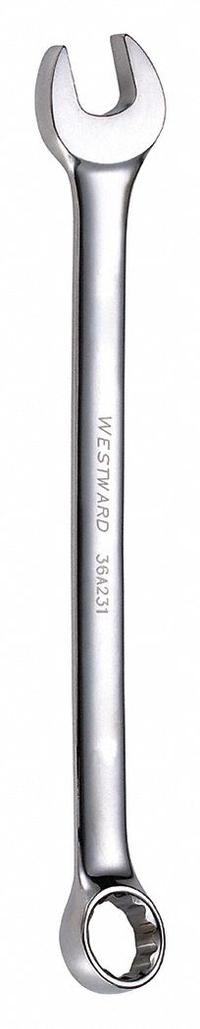 WESTWARD Combination Wrench: Alloy Steel, Chrome, 16 mm Head Size, 8 1/4 in Overall Lg, Offset (MPN 36A231). Key specifications — attr309539: 16 mm; attr309567: No; attr324930: WESTWARD.