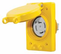 HUBBELL Locking Receptacle: Non-NEMA, Yellow, 120/208V AC, 20 A Current Rating, 4 Poles, 4 Wires (MPN HBL67W09). Key specifications — Brand: HUBBELL.