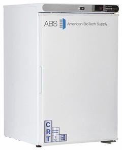 Controlled Room Temperature Cabinet: 115 V, 20°C to 25°C, 17 3/4 in Overall Wd, 19 1/2 in Overall Dp (MPN CRT-ABT-HC-UCFS-0204). Key specifications — Brand: AMERICAN BIOTECH SUPPLY; Voltage: 115 V; Includes: (4) Adjustable Shelves; Door Hinge: Right Hinge.