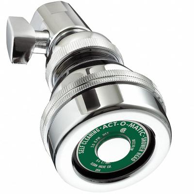 SLOAN Fixed Showerhead: Act-O-Matic, 2 gpm Fixed Showerhead Flow Rate, Brass - Single-Pattern Fixed Showerheads
