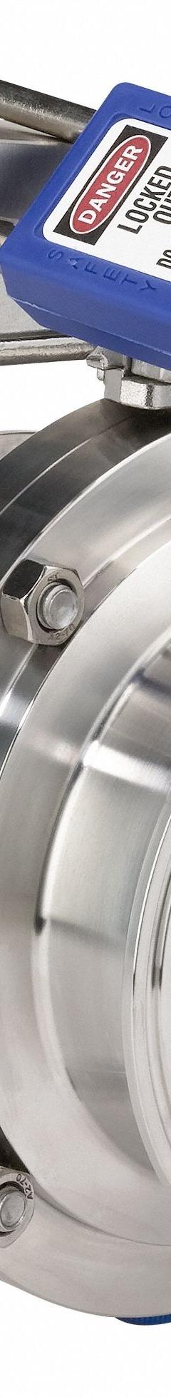 VNE Butterfly Valve: 3 in Pipe Size, Clamp, 145 psi Max. Pressure (CWP), 316 Stainless Steel, FKM (MPN 625-10831). Key specifications — Average Surface Roughness (Ra): 20RA ID/32RA OD; Brand: VNE; Stop Positions: 12; Handle Type: Lever; Body Material: 316 SS; Disc Material: 316 SS.