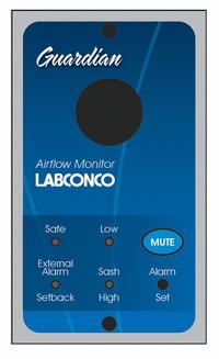 LABCONCO Airflow Monitor: 12 in Overall Lg, 12 in Overall Wd, External Alarm/Night Setback, Plastic (MPN 9413301). Key specifications — Includes: Night Setback; Material: Plastic; Product Type: Airflow Monitor; Brand: LABCONCO; Voltage: 208 to 230V AC.