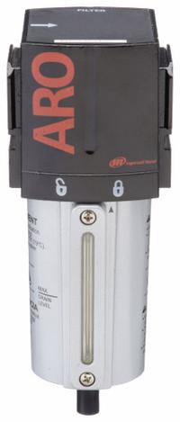 ARO Compressed Air Filter: Particulate, 3/8 in NPT, 5 micron, 156 cfm, 250 psi Max Op Pressure, 2000 (MPN F35331-410). Key specifications — attr110055: 2000; attr110008: ARO.