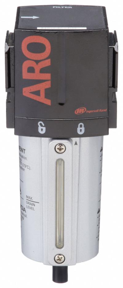 ARO Compressed Air Filter: Particulate, 3/8 in NPT, 5 micron, 156 cfm, 250 psi Max Op Pressure - ARO FRL Air Filters