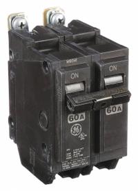 GE Miniature Circuit Breaker: THQB, 60 A, 120/240V AC, Single Phase, 10kA at 120/240V AC, Std (MPN THQB2160). Key specifications — attr195972: 60 A; attr195973: 120/240V AC; attr195974: Single; attr195975: 10kA at 120/240V AC; attr195976: Lighting Panels.