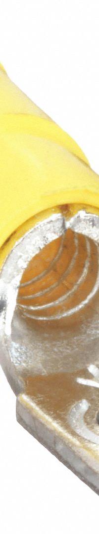 3M Fork Terminals: Yellow, Vinyl, #6 Stud Size, 12 AWG – 10 AWG Wire Range, Locking Fork, 1,000 V (MPN MV10-6FLX). Key specifications — Barrel Style: Funnel; Manufacturer Part Number: MV10-6FLX; Brand: 3M; Series: TH.