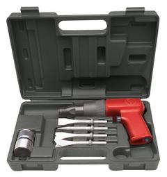 CHICAGO PNEUMATIC Air Hammer Kit: 3/8 in Shank Size, 2 5/8 in Stroke Lg, 3,200 bpm Blows per Minute (MPN CP7110K). Key specifications — attr1320834: CHICAGO PNEUMATIC; attr1320853: Round; attr1320854: Round; attr1320857: (4) Chisels.