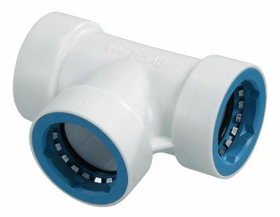 HYDRORAIN Tee: 1" Push x 1" Push x 1" Push, ABS Plastic, 150 psi Max Working Pressure - Irrigation Tee Fittings
