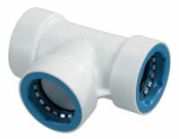 HYDRORAIN Tee: 1" Push x 1" Push x 1" Push, ABS Plastic, 150 psi Max Working Pressure, 2.13 in Wd (MPN 08672). Key specifications — Connection: 1" Push x 1" Push x 1" Push; Material: ABS Plastic; Product Type: Tee.
